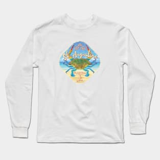 St. Augustine, Florida, with Blue Crab on Beach Long Sleeve T-Shirt